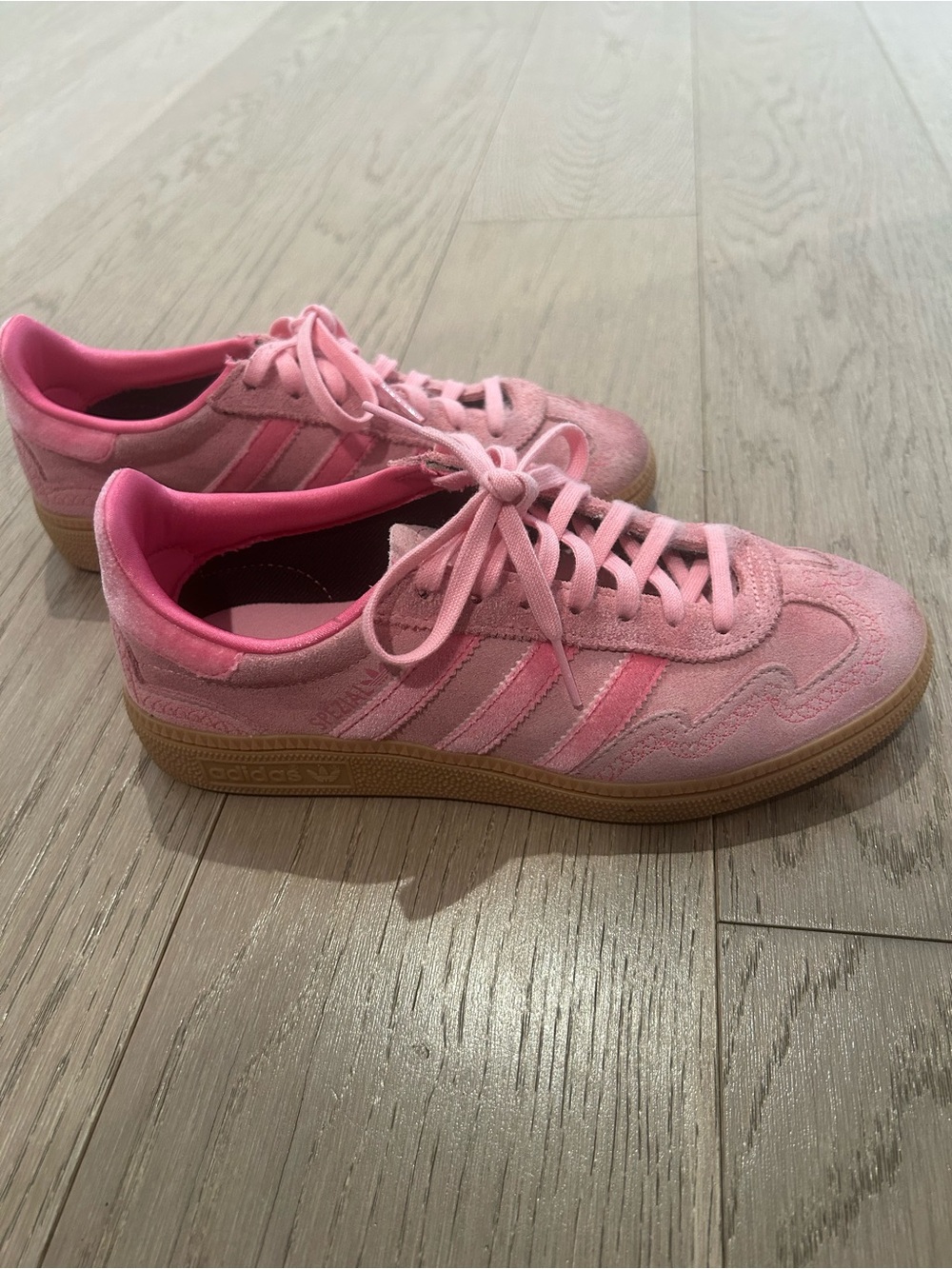 adidas Pink Suede Low-Top Sneakers with Gum Sole Kids